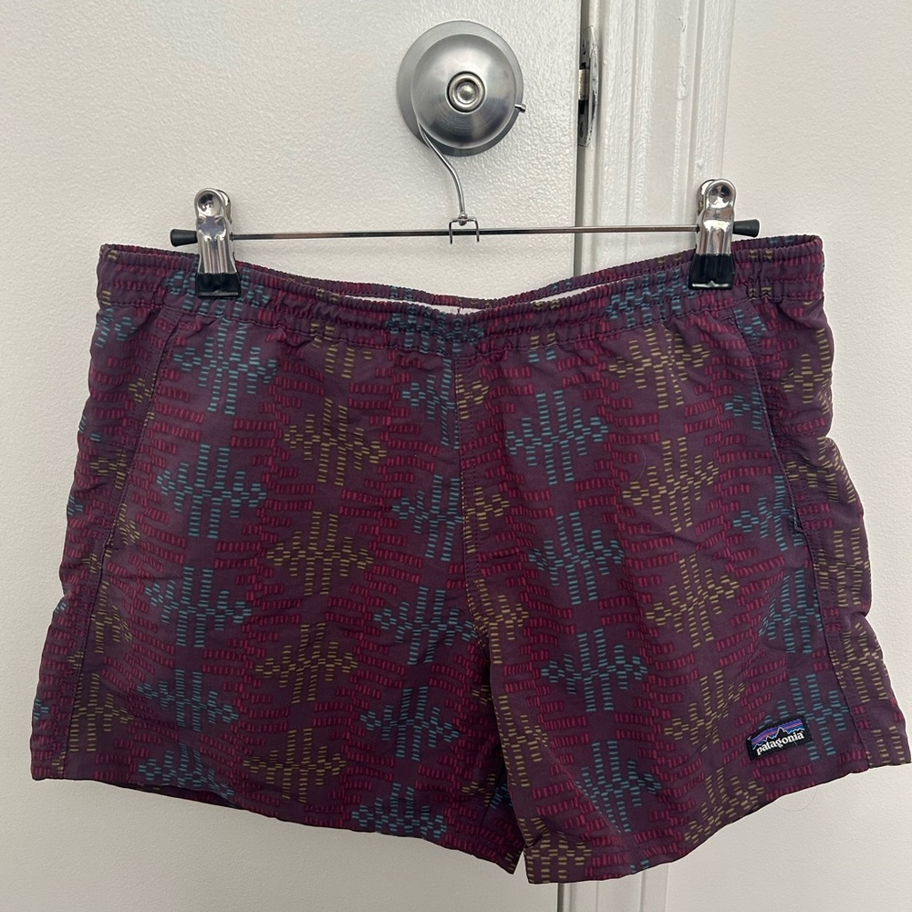 Patagonia Athletic Baggies Shorts Burgundy and Blue